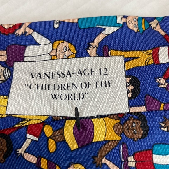 Teacher Silk Wide Tie- Save the Children- Children of the World ‘Vaness… - Picture 3 of 5
